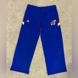 Kansas Jayhawks Adidas Athletic Pants Blue Youth Size 10/12 2 small blemishes